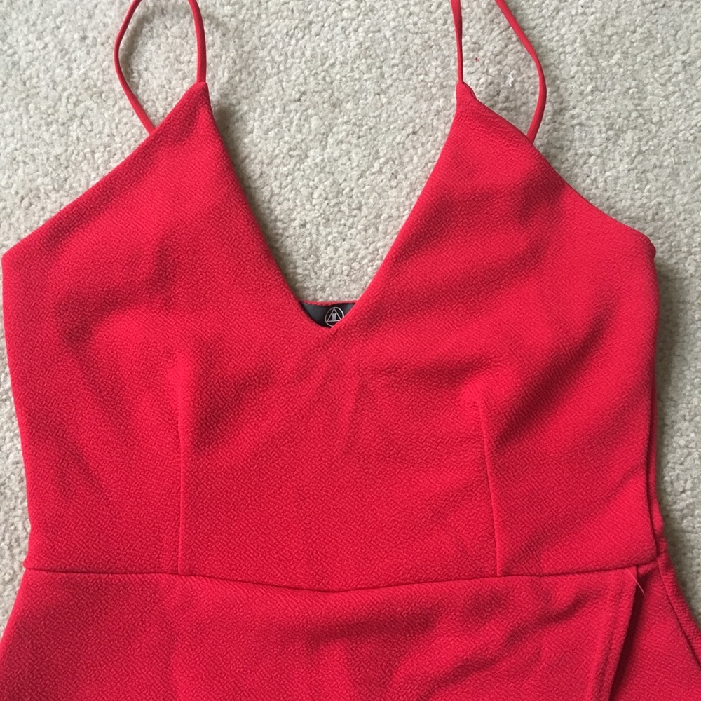 Missguided Red Strappy Crepe Wrap Skort Romper